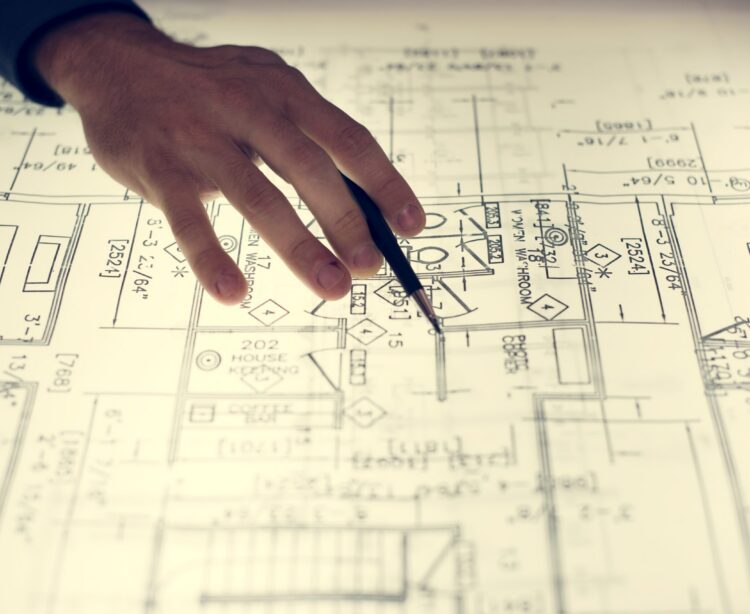 Close up of hands working on layout
